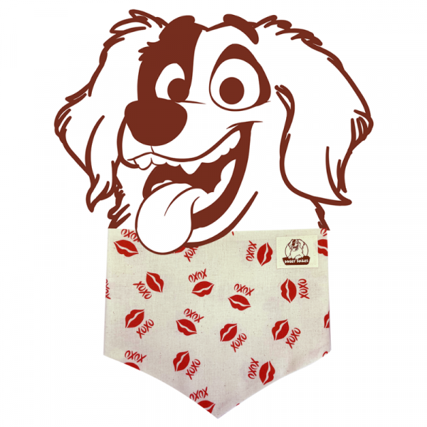 Lipstick kisses dog bandana