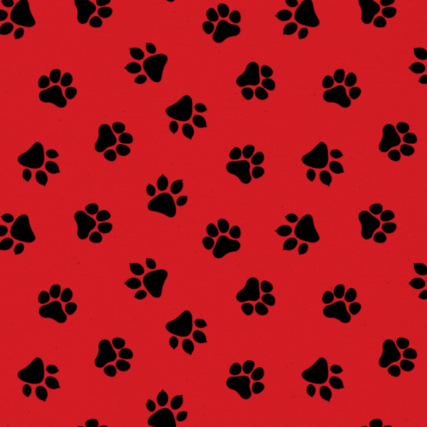 Red & black paw print dog bandana