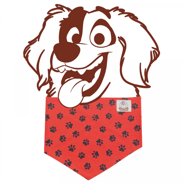 Red & black paw print dog bandana