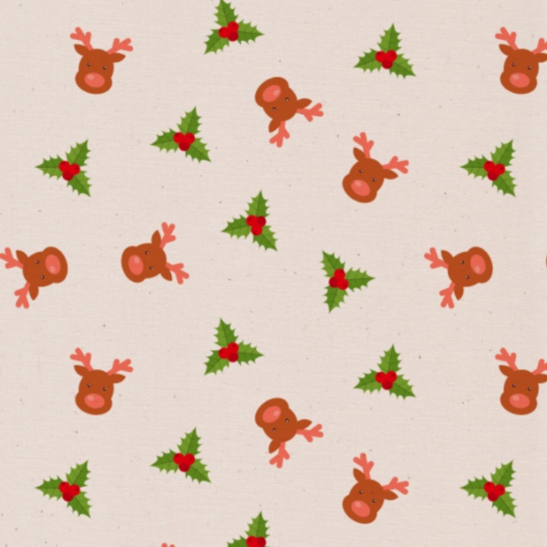 Reindeer & Holly Christmas dog bow tie