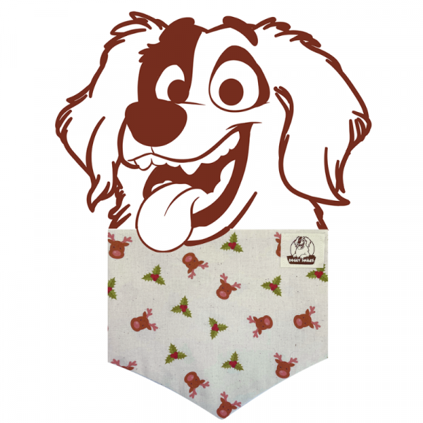 Reindeer & Holly Christmas dog bandana