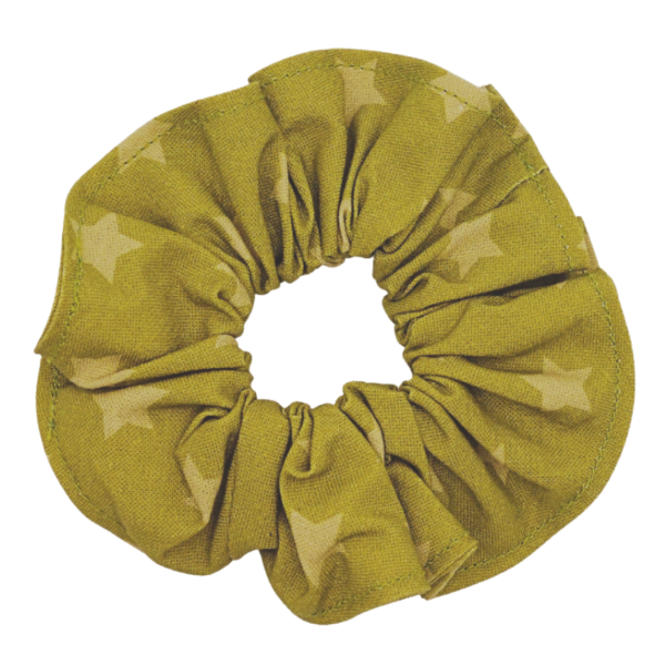 Forest green & olive stars hair scrunchie