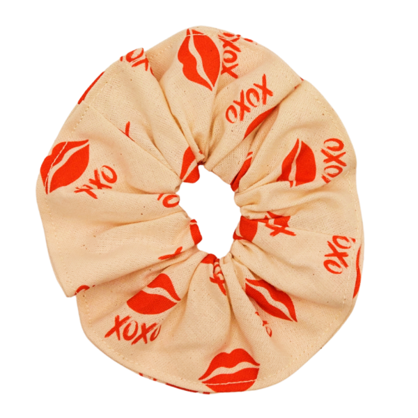 Lipstick kisses hair scrunchie