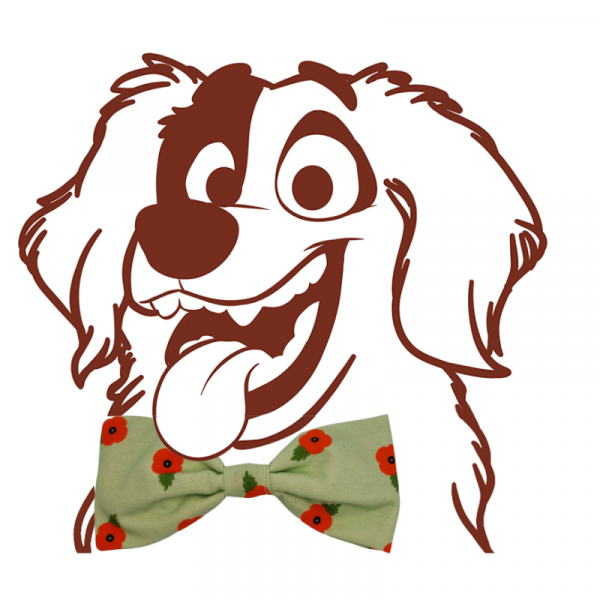 Poppy flower dog bow tie