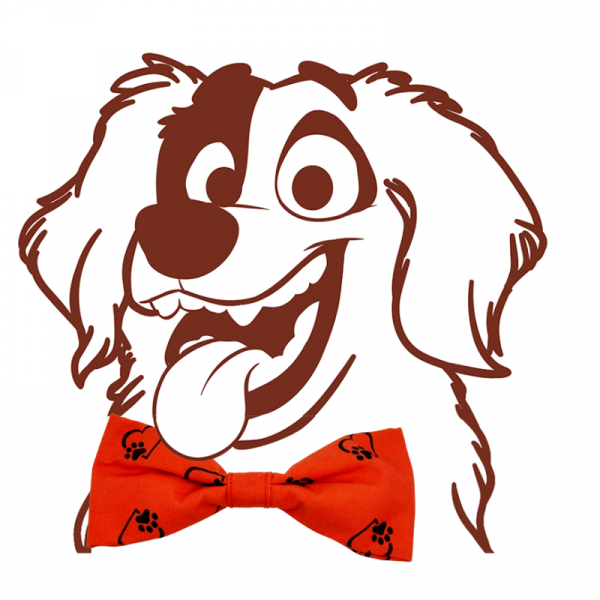Red with black pawprint & hearts dog bow tie